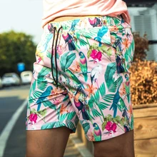 Летние пляжные шорты для плавания купальники мужчины quick dry цветочные печати птица мужчин купальник sunga серфинг шорты трусы купальный костюм