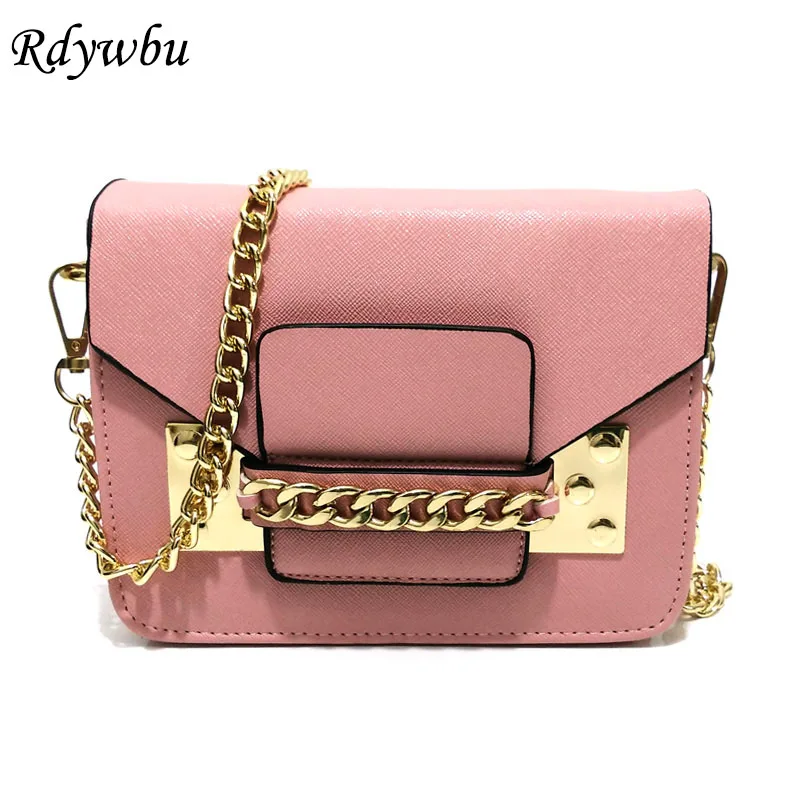 Rdywbu WOMEN'S MINI CHAIN MESSENGER BAG New Fashion PU Leather Envelope