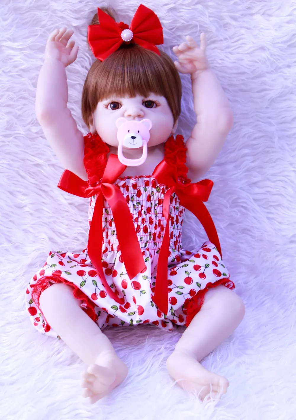 

57cm Full Body Silicone Reborn Baby girl Doll Toy Lifelike Vinyl Newborn Babies bathe lol dolls handmade kids birthday gifts