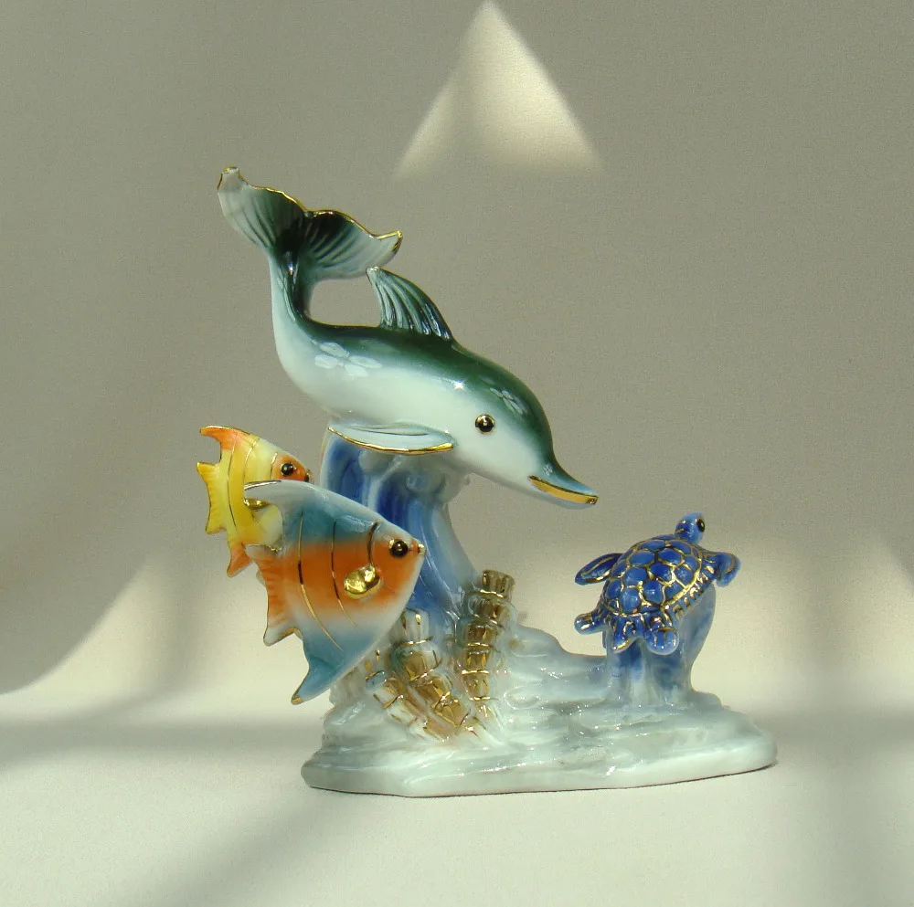 Porcelain Dolphin Statue Ceramic Fish And Sea Turtle Miniature within Fantastic ceramic fish home decor – Best Image Resource