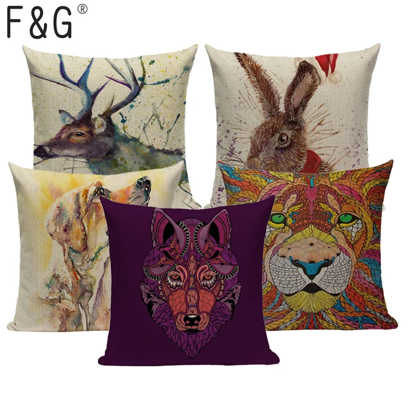 

Animal Series Woven Peacock parrot decoration Flamingos Cushion Cover linen Square Sofas Printing Pillowcase custom Cushion Case