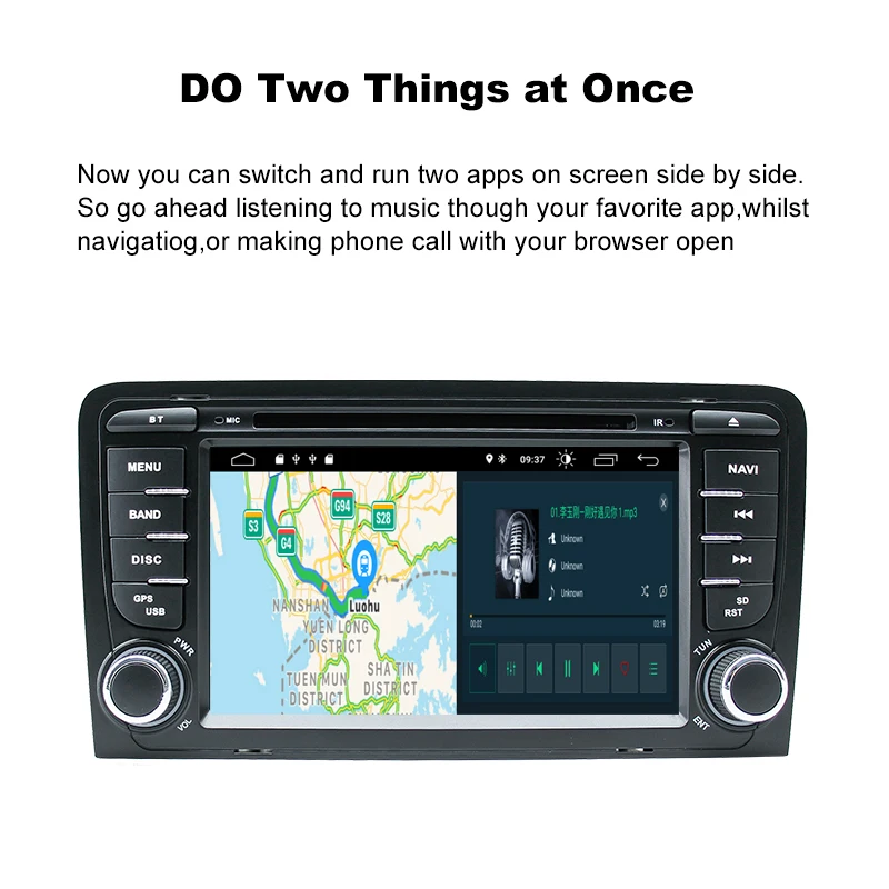 IPS DSP 2din Android 9.0 Car DVD GPS Navigation For Audi A3 8P 2003-2012 S3 2006-2012RS3 Sportback