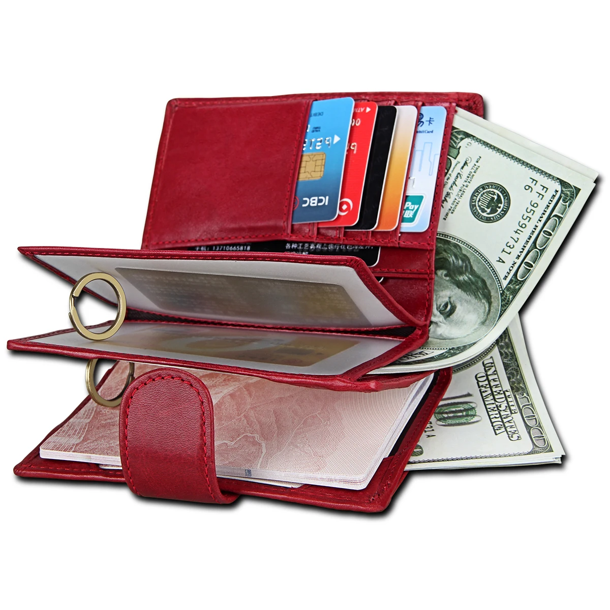 R40 Passport Wallet Men Genuine Leather Travel Passport Cover Case