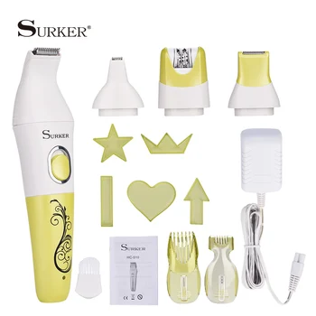 

Surker 4 in 1 Hair Removal Tool Epilator Lady Electric depilador Body Shaver Hair Trimmer Rechargeable Hair Clipper Haircut Baby