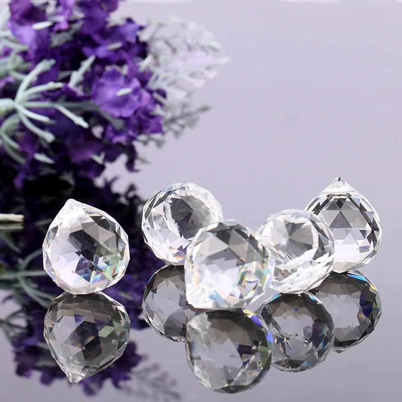 

5pcs/lot 20mm Faceted Glass Crystal Chandelier Parts Pendant Prisms Lighting Ball Clear Suncatcher Wedding Home Decoration
