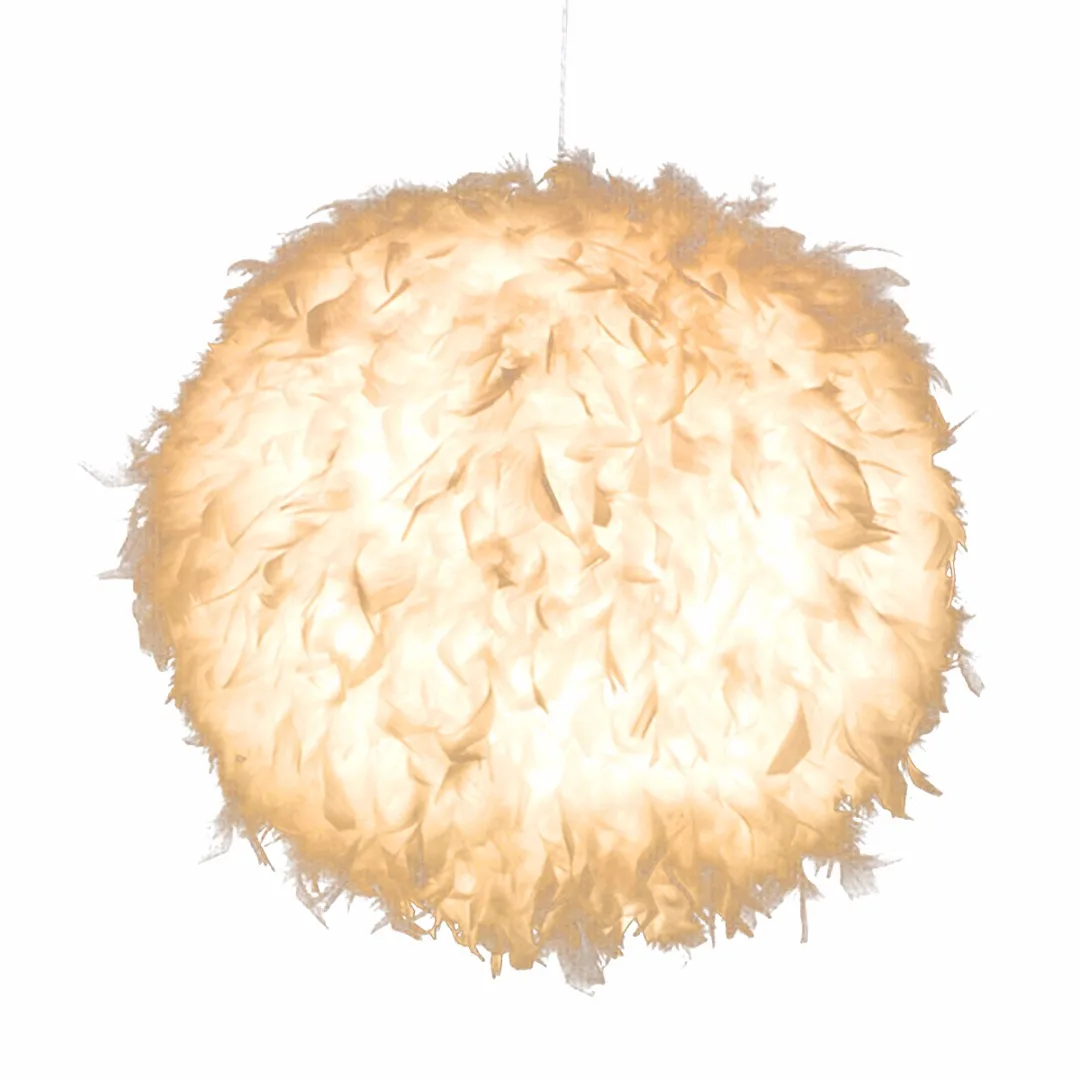 5W 220V White Feather Shade Pendant Light E27 LED Ceiling Droplight Bedroom Living Room Decoration Lamp