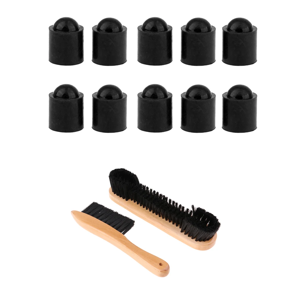 10pcs Durable Pool Cue Tip Cover Protector Guard for British Billiard Snooker Sticks with Billiard Table Brush Cleaner
