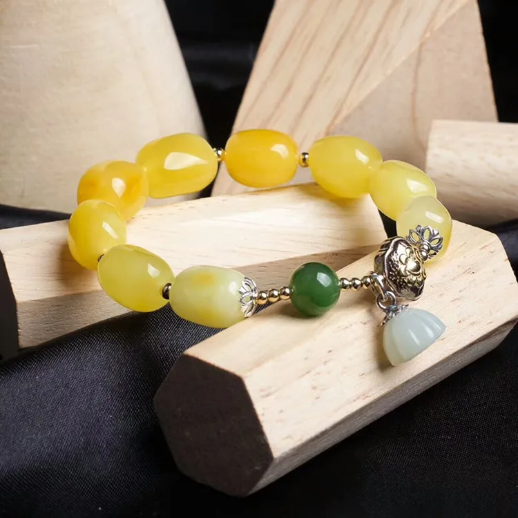 

fashion jewelry silver ore natural beeswax bracelet for woman female