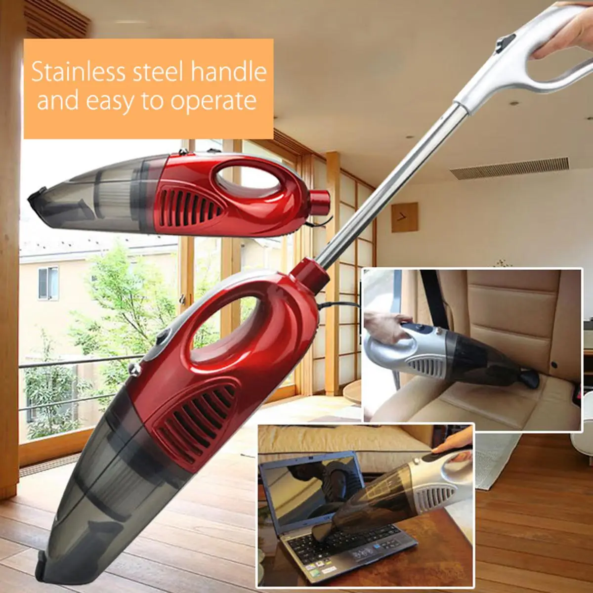 

2 in 1 1200W Household Car Home Rod Vacuum Cleaner HandHeld Portable Aspirator Bagless Lightweight Vacuum Dust Collector Sweeper