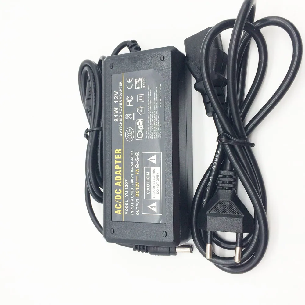 

US UK EU AU DC12V 7A Led Adapter U Led Power Supply With 5050 5630 3528 2835 Plug For Led Strip Input AC110-220V Free Shipping