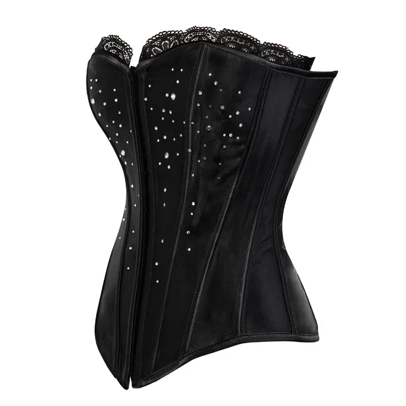 

corset bustier sexy lingerie top plus size burlesque costumes rhinestone corset lace up fashion black dropshipping korsett 6xl