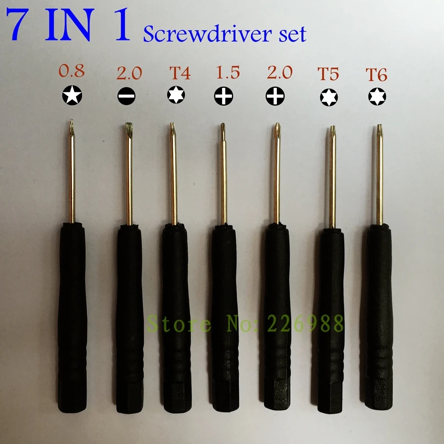 

200SETS/LOT 7 in 1 Screwdriver Tools Kit Set Pentalobe 0.8/Phillips/T5/T6/T4 SCREW DRIVER FOR iPhone nokia Samsung LG Motorola