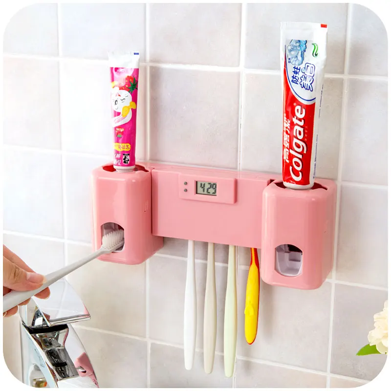 Часы автоматический дозатор зубной пасты держатель зубной щетки настенный соковыжималка для зубных паст