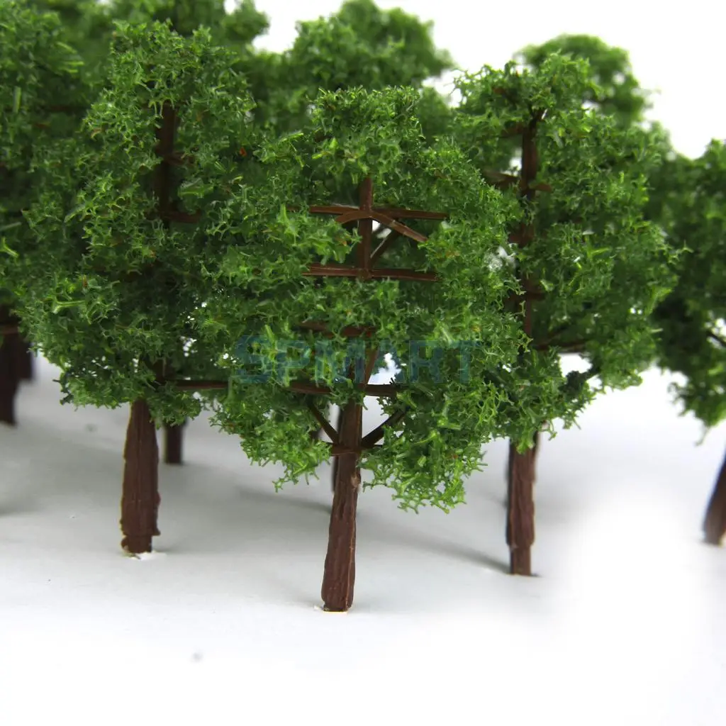 52pcs Architecture Scenery Model Trees Train Railroad Landscape HO OO Scale