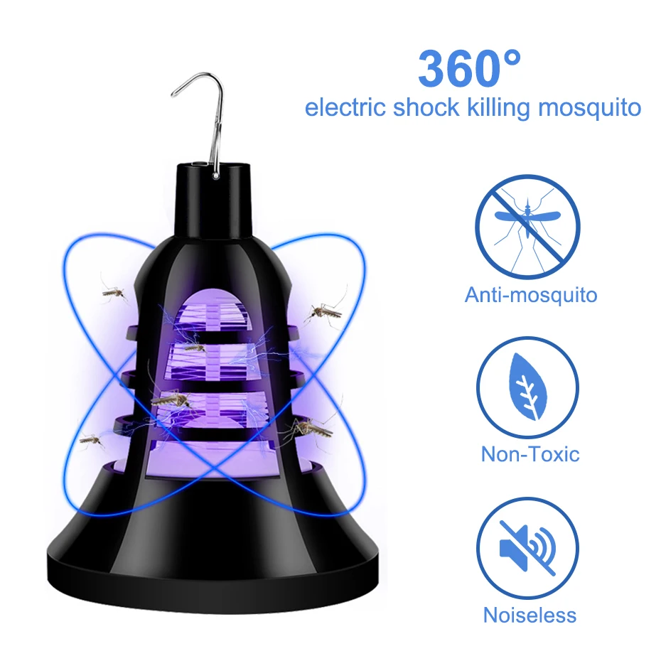 AC 220V Светодиодный светильник от комаров E27 светодиодный Электрический светильник от комаров мух жуков ловушка от насекомых Ночная лампа для домашнего освещения