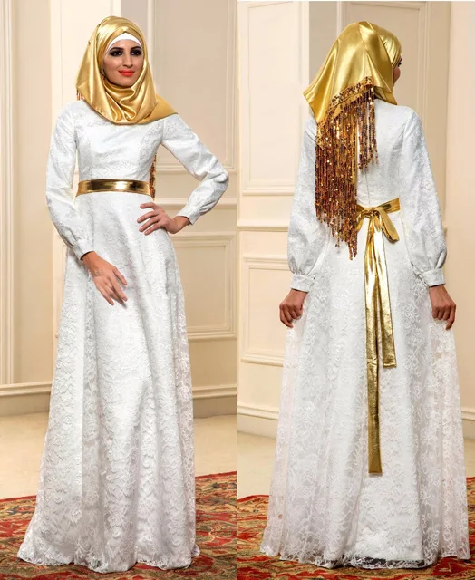Muslim Long Sleeve Wedding Dresses 2016 A Line Lace Zipper Vintage Muslim Long Sleeve Wedding Dresses 2016 A Line Lace Zipper Vintage Bridal Dress Online