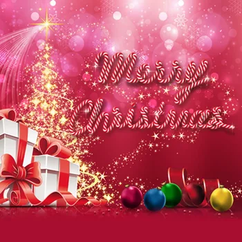 

Merry Christmas Photography Backdrops Surprise Gifts Colored Ball Halo Holiday Stage Background fond photographie 5'*6.5*