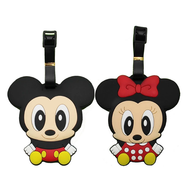 Travel Accessories Cartoon Mickey Minnie Silica Gel Luggage Tag Label Suitcase ID Address Holder Women Portable Baggage Boarding