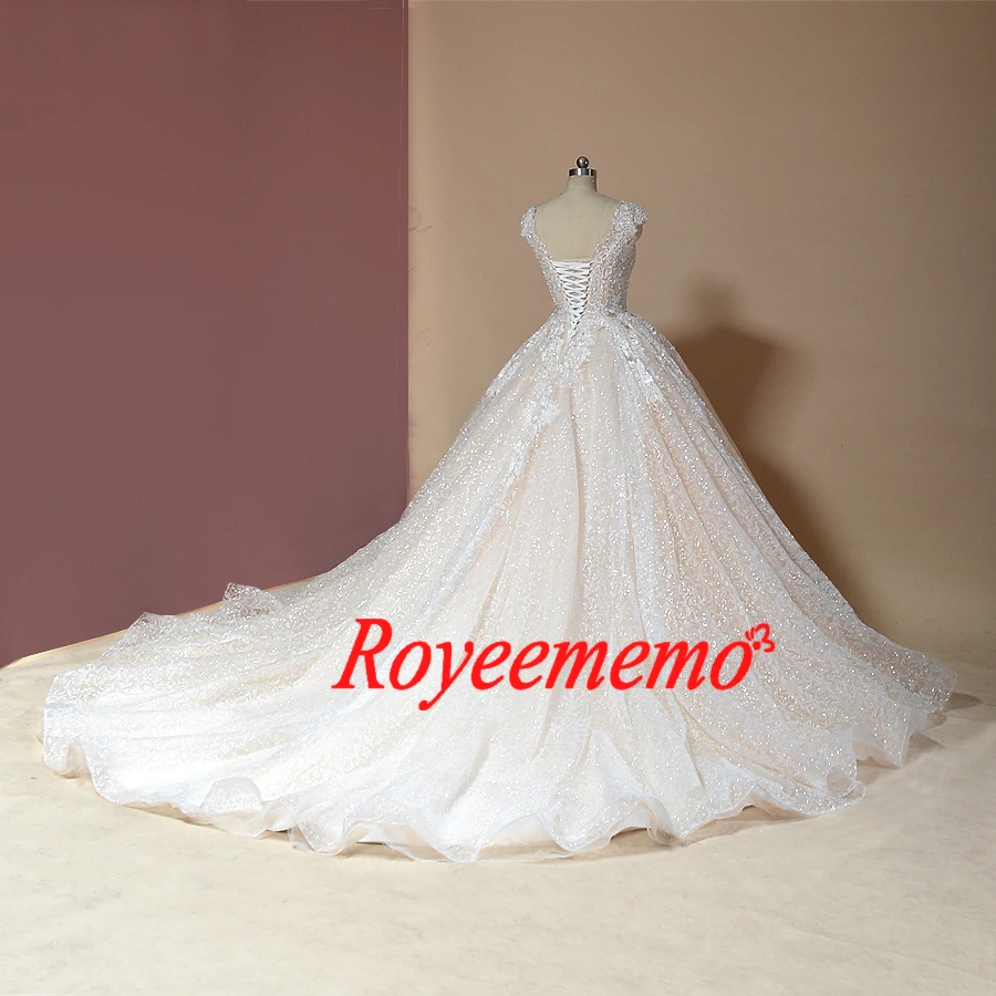 Vestido de Noiva cap рукавом вечернее платье винтажное платье; Robe De Mariage; эксклюзивный дизайн кружев блестящее свадебное платье класса люкс от производителя