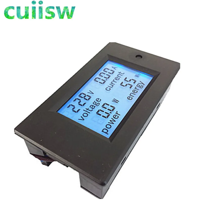 Digital Voltmeter Ammeter New Voltage Current Power Energy Meter AC 80-260V/20A Voltmeter Ammeter with Blue Backlight Overload Alarm Function for Indoor