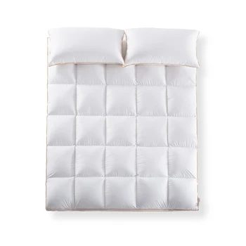 

Hot Sales Brand Design 90% White Goose Down Filler Bed Mat 100% 80S Cotton Cover Bed Protection Pad Mattress Toppers