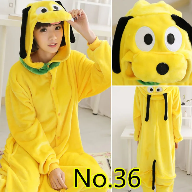 

Dog Yellow Pajamas Night Home Clothe Onesie Plus Size Flannel Cute Animal Cartoon Sleepwears for Women Pijama kigurumi