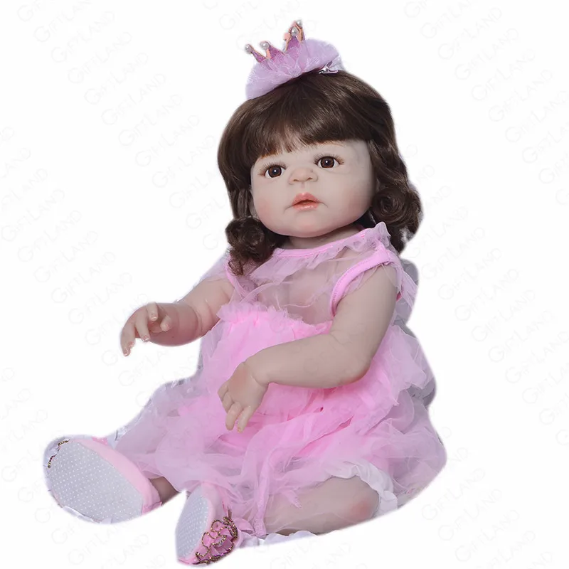 23 дюймов Reborn Baby Doll Мягкие силиконовые новорожденных куклы кукла младенец кровать