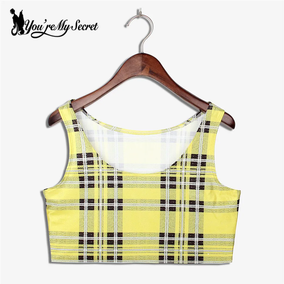 [You're My Secret] New Fashion Woman Crop Tops Sexy Summer Plaid