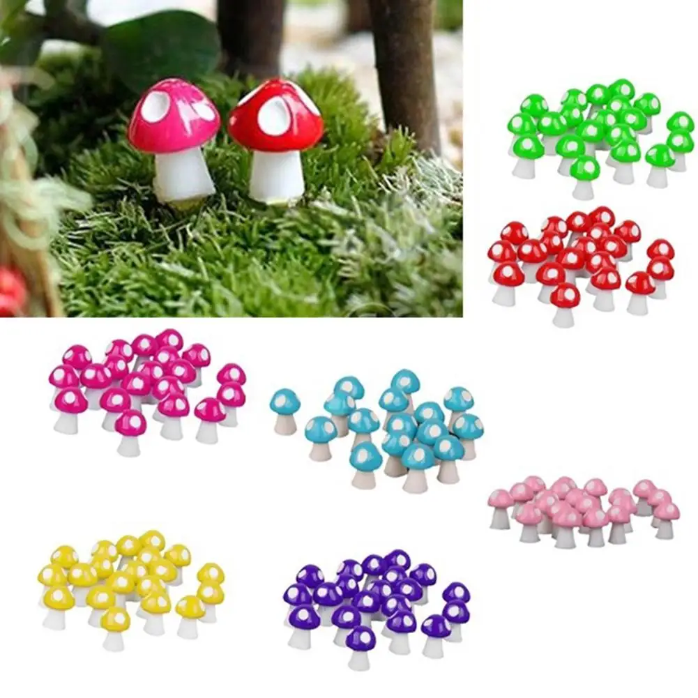 

20Pcs Mini Artificial Mushroom Miniatures Fairy Garden Ornament Resin Crafts so cute