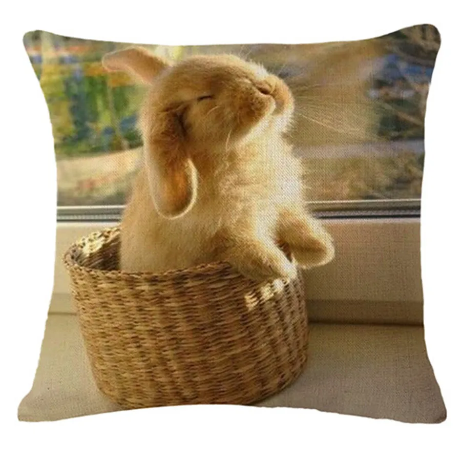 Милые домашние декоративные Чехлы для подушек с принтом кролика, дизайнерский чехол для подушек в виде животных, домашний декор, fundas de cojines
