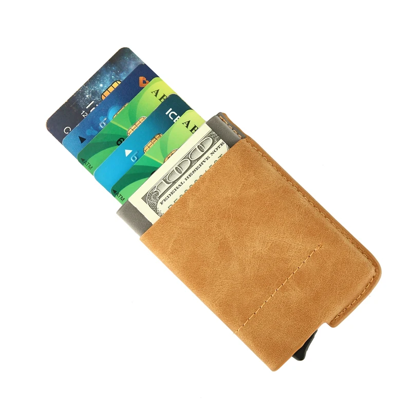 

Metal Card Wallet Smart Card Holder Rfid Aluminum Mini Slim Wallet Back Front Pocket Automatic ID Credit Card Case