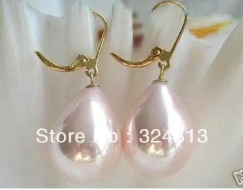 

Exquisite12X16MM Pink South Sea shell pearl Teardrop Dangle earring -Top quality free shipping