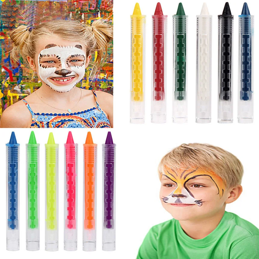 الجسم الطلاء الجمال الأزياء 6 ألوان غير سامة الملونة الوجه اللوحة الصباغ القلم حزب كرنفال ماكياج أداة الجسم الطلاء الجمال الأزياء 6 ألوان غير سامة الملونة الوجه اللوحة الصباغ القلم حزب كرنفال ماكياج أداة