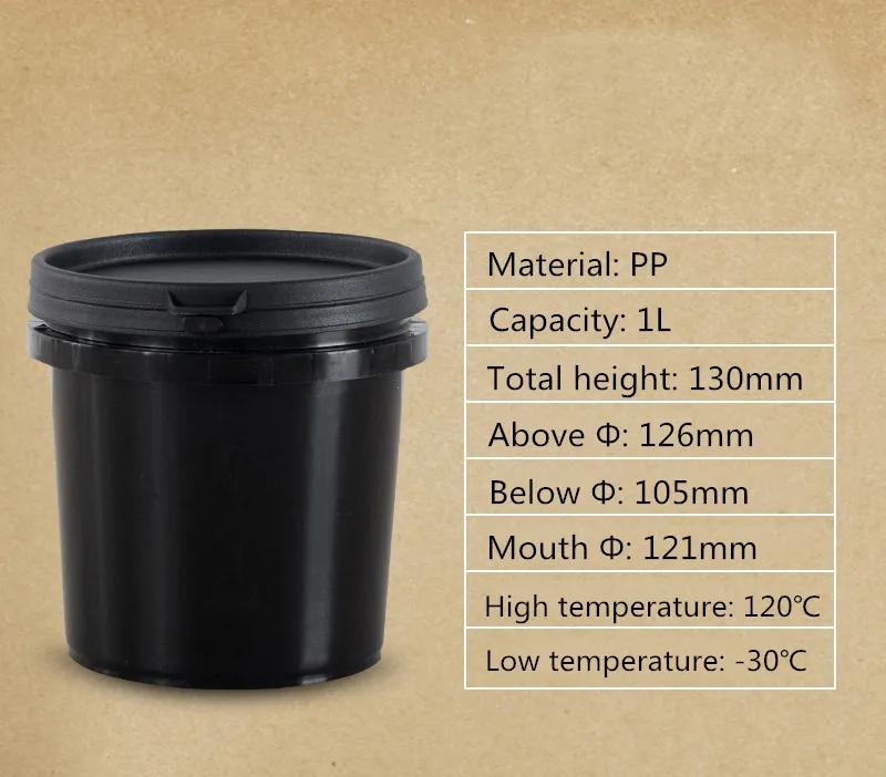 10PCS/lot Plastic Takeaway food Containers Box With Lids 1000ML Small Paint bucket Food Grade PP Plastic packaging jars