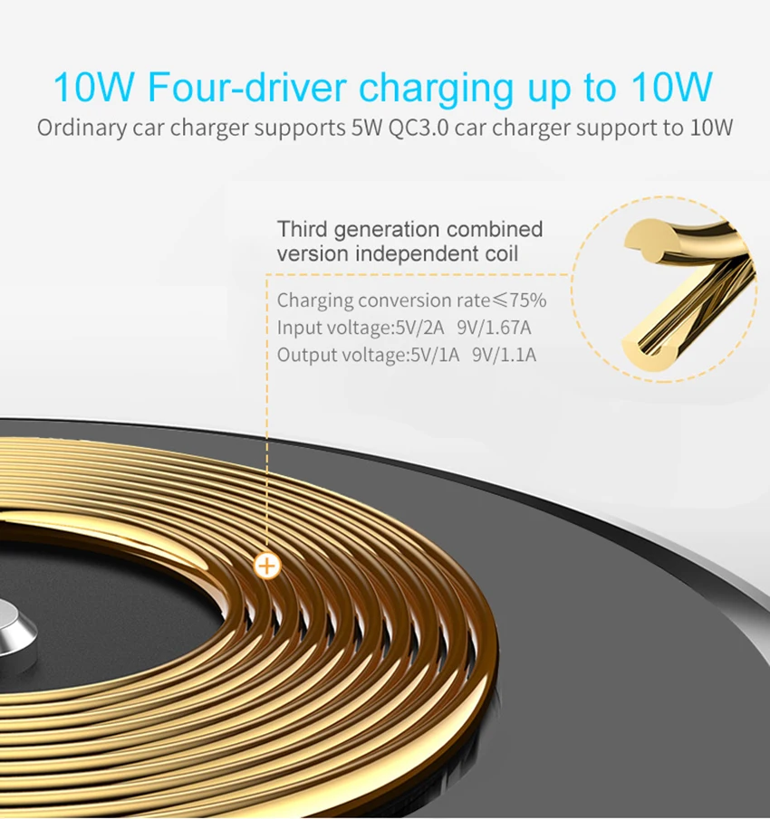 09Wireless Car Charger Magnetic Holder QI Fast Charging Mount for Iphone 88 Plus