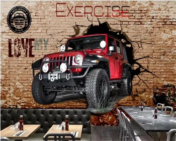 

beibehang wallpaper 3d Home indoor car broken wall 3D personality 3d wall wallpaper TV background wall papier peint mural 3d