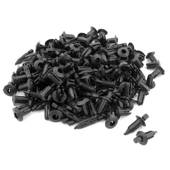

AUTO -100Pcs Car Molding Door Fender 5mm Hole Plastic Rivets Fixing Black.