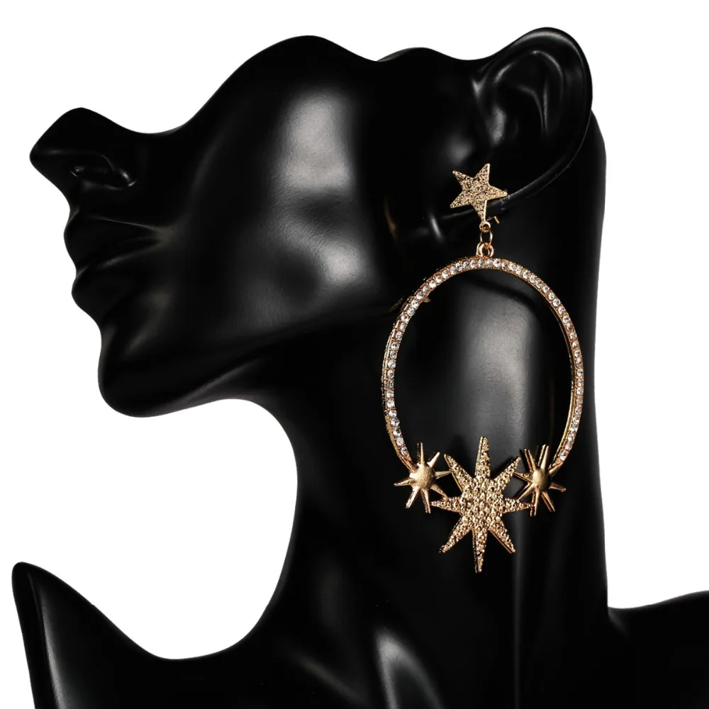 

Gold color Star Earrings For Women Big Fashion Summer Earring 2019 Star Vintage Earings Dangle Girls Trendy Jewelry