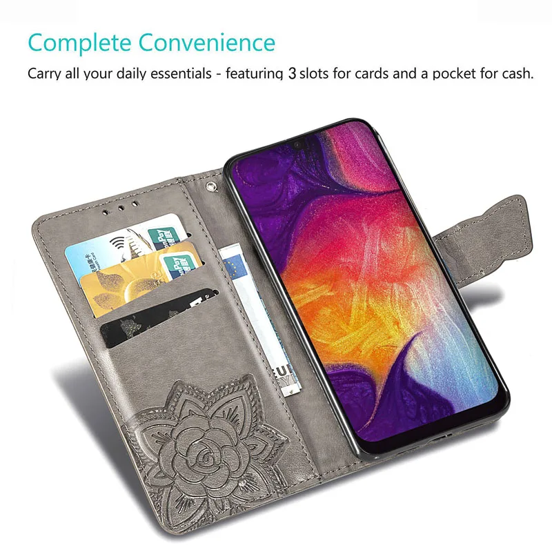 Чехол с бабочкой для Samsung Galaxy A70 A50 A40 A30 A10 M10 флип кейс чехол бумажник телефона A20 A30S