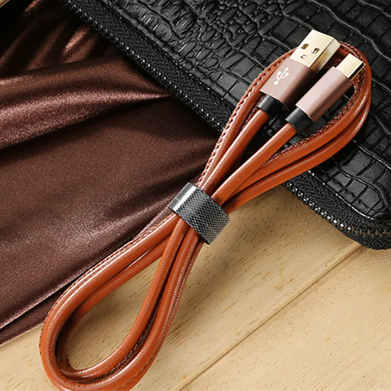 Micro USB кабель 1 м Премиум кожаный плетеный для Samsung Xiaomi Huawei Android Провода Быстрая