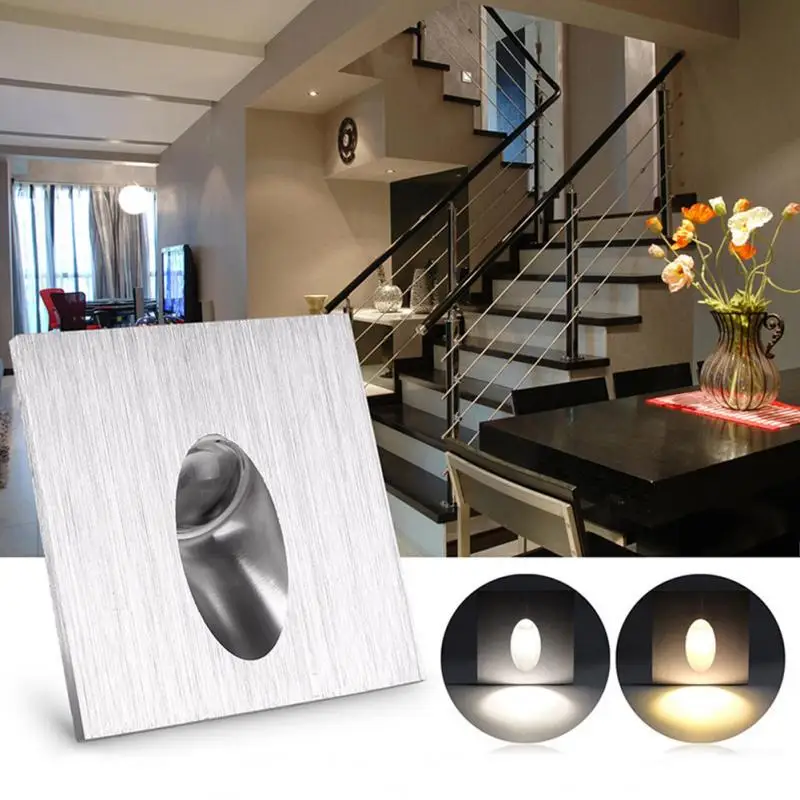

1W Square/Round Aluminum LED Corner Wall Light Impaction Night Lamp for Porch, Pathway, Step stair, Recessed LED Wall Light