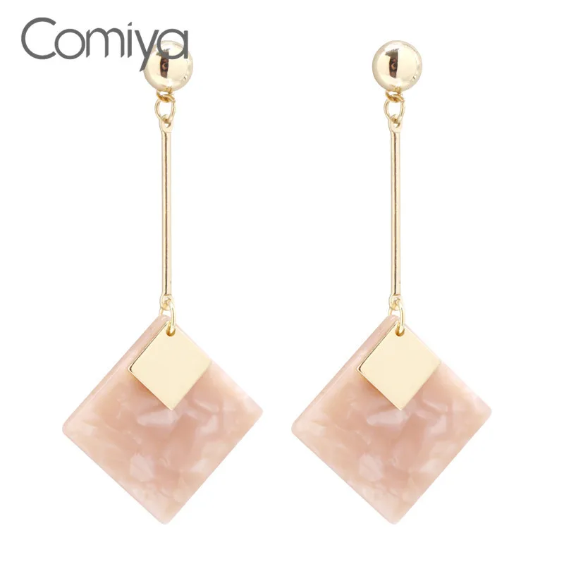 

Comiya Drop Earrings Brincos European Fashion Women Accessories Resin Square Ornament Long Links Pendant Dangle Earring Femme