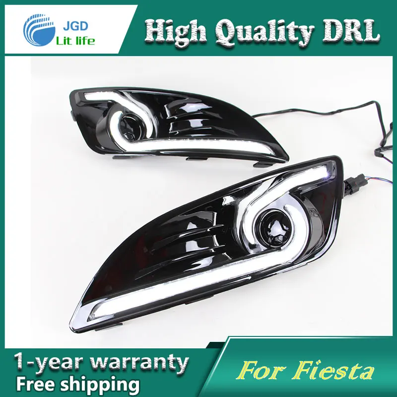 

Free shipping !12V 6000k LED DRL Daytime running light case for Ford Fiesta 2013-2016 fog lamp frame Fog light Car styling