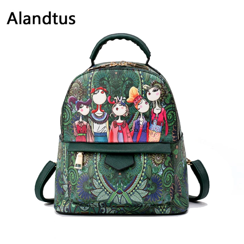 Alandtus женский рюкзак для школы подростка Девочки высокого качества кожаные