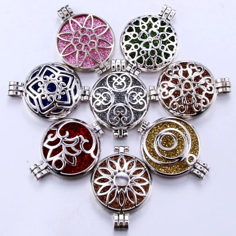 

Pattern shape Aroma Diffuser Necklace Lockets Pendant Perfume Essential Oil Aromatherapy Locket Necklace With Pads