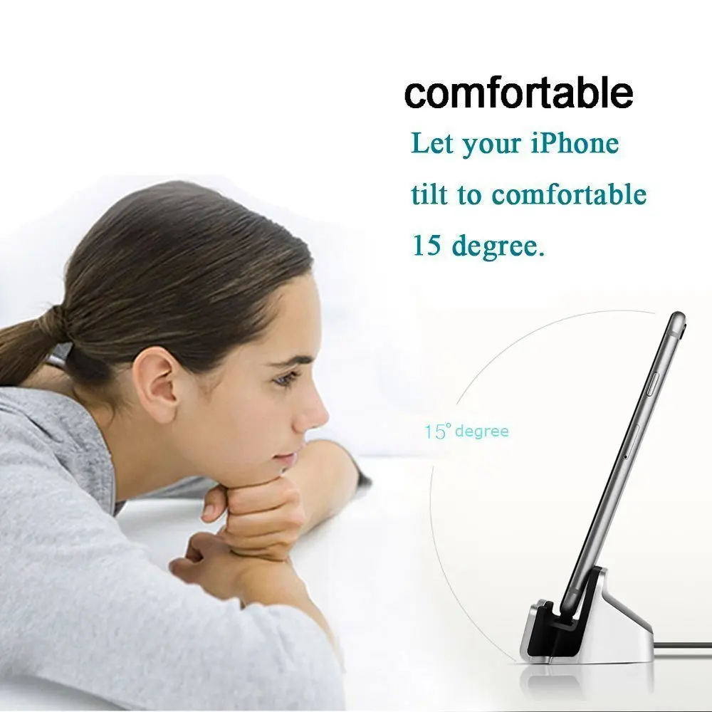 MLLSE 8 pin Dock Charger Desktop Charging Data Sync Stand Station Holder For iPhone X 8 7 6 6S Plus 5S SE 5C 5 Charging Cradle (8)