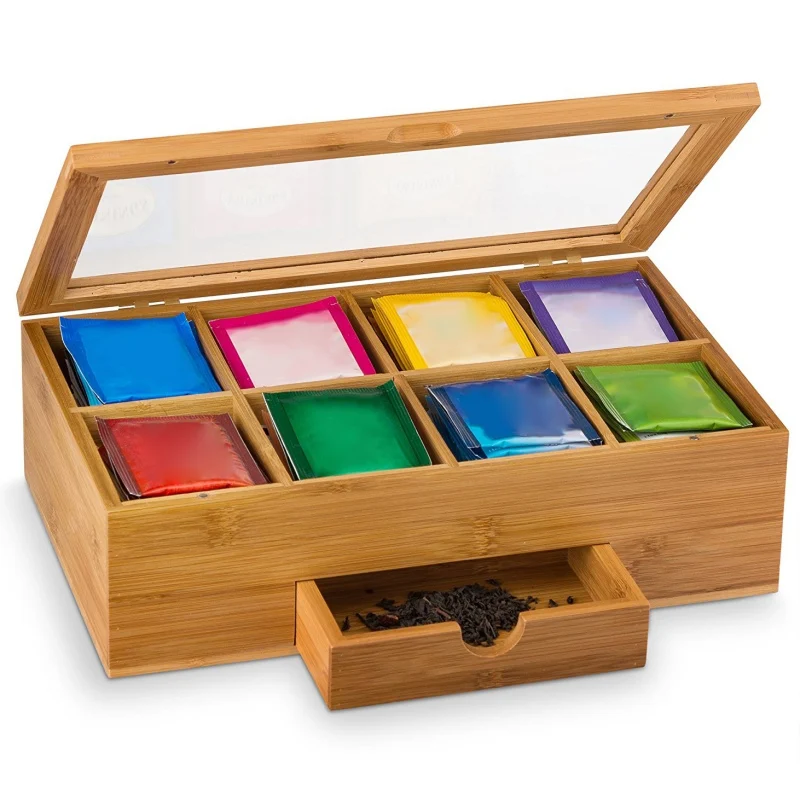 

3 Compartments Storage Wooden Tea Box Container Jewelry Accessories Wood Tea Gift Store Box Vintage Multifunctional Container