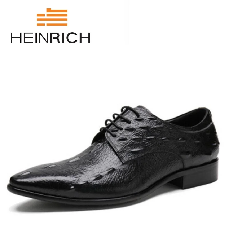 

HEINRICH Men Shoes Height Increase Crocodile Leather Fashion Business Men Dress Shoes Lace Up Black Derby Shoes Schuhe Herren