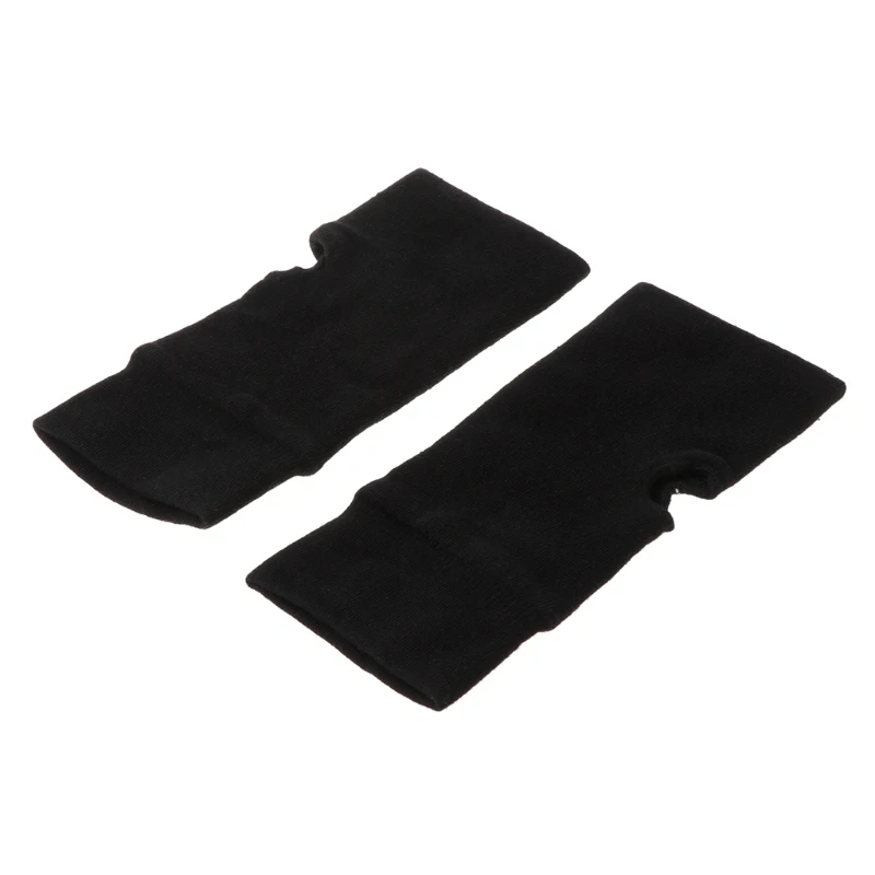 Черные модные мужские и женские зимние перчатки, мягкие теплые вязаные перчатки без пальцев, однотонные черные мягкие