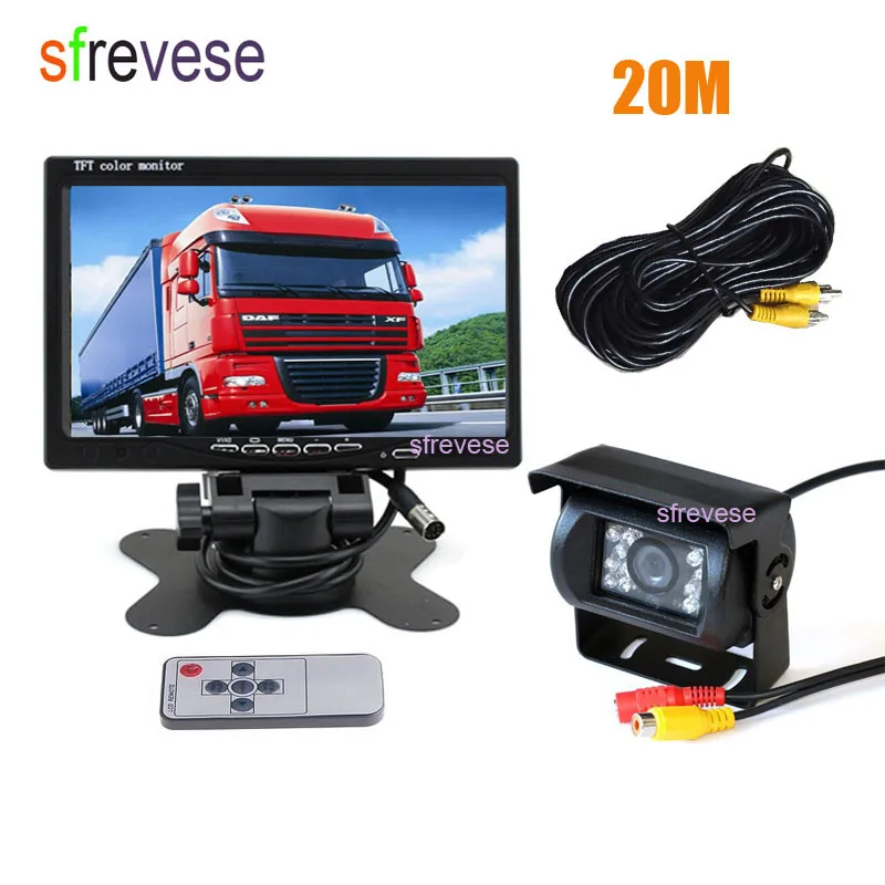 7 дюймовый ЖК монитор + Водонепроницаемый 18 ИК Комплект зеркал заднего вида для